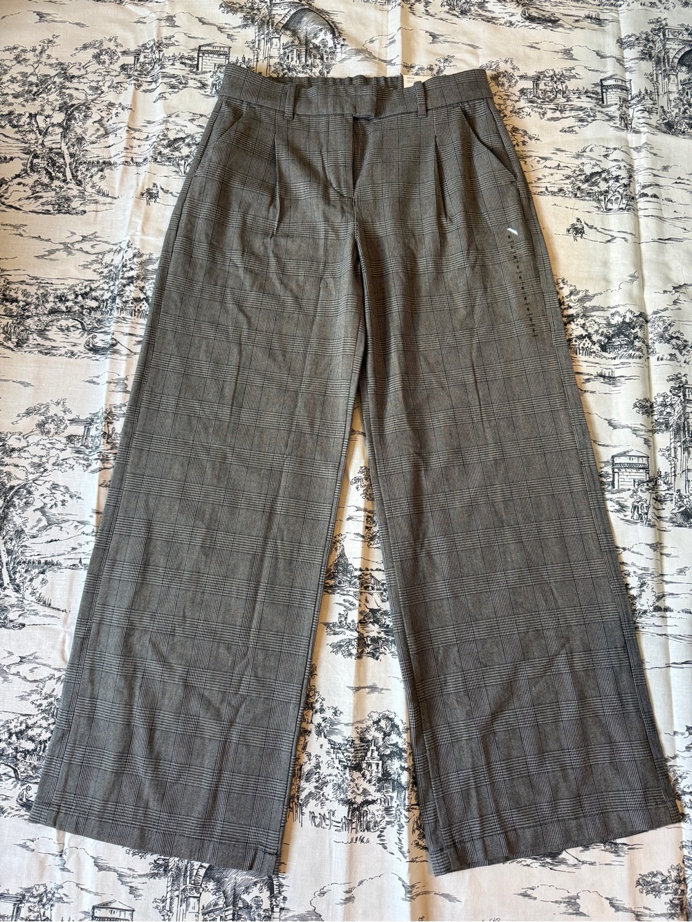 NWT American Eagle Women’s Gray Plaid Wide-Leg Dress Pants